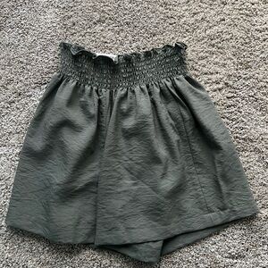 Women's CK Olive Green Smocked Shorts
